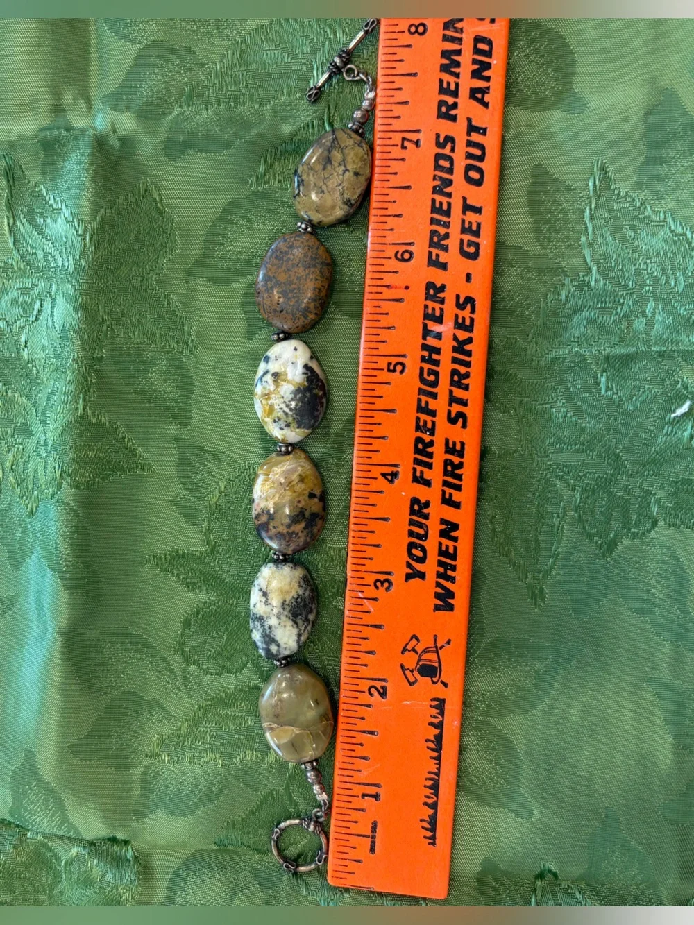 Handcrafted artesian bracelet with natural Jasper polished stones